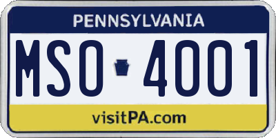 PA license plate MSO4001