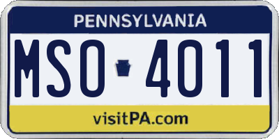 PA license plate MSO4011