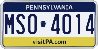 PA license plate MSO4014