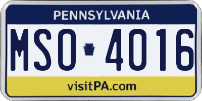 PA license plate MSO4016