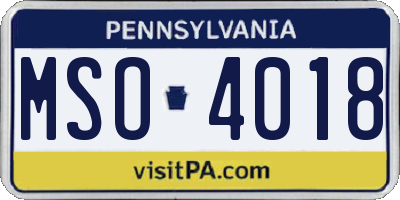 PA license plate MSO4018