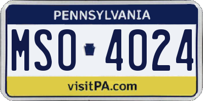 PA license plate MSO4024