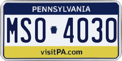 PA license plate MSO4030
