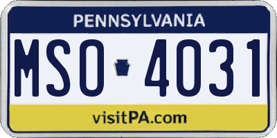 PA license plate MSO4031