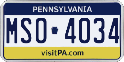 PA license plate MSO4034