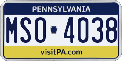 PA license plate MSO4038
