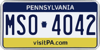PA license plate MSO4042
