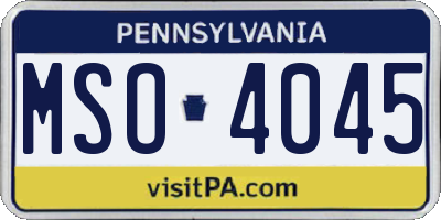 PA license plate MSO4045