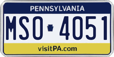 PA license plate MSO4051