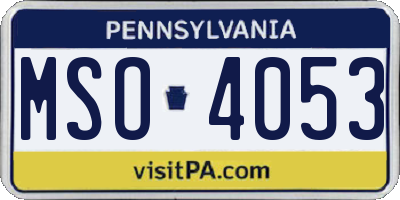 PA license plate MSO4053