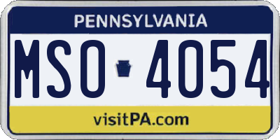 PA license plate MSO4054