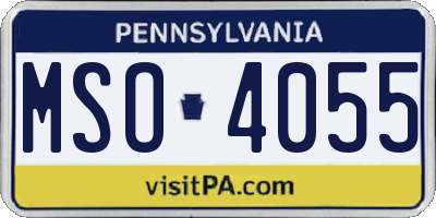 PA license plate MSO4055