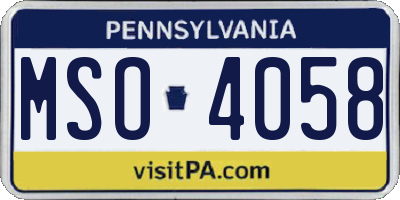 PA license plate MSO4058