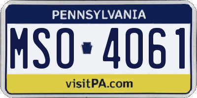 PA license plate MSO4061