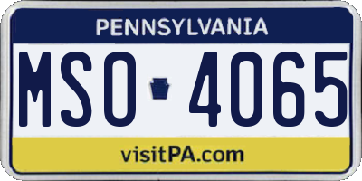 PA license plate MSO4065