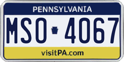 PA license plate MSO4067