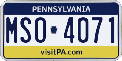 PA license plate MSO4071