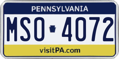 PA license plate MSO4072