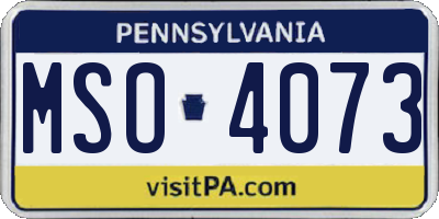 PA license plate MSO4073