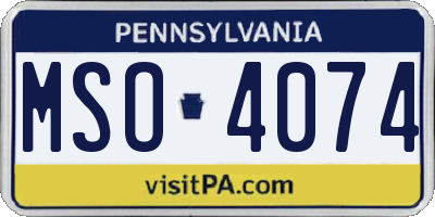 PA license plate MSO4074