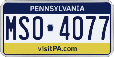 PA license plate MSO4077