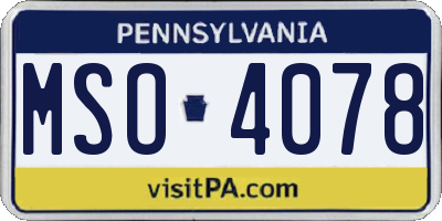 PA license plate MSO4078