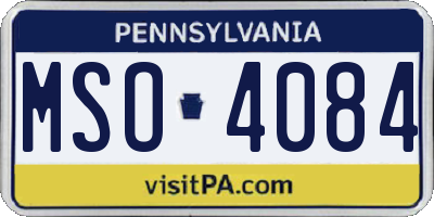 PA license plate MSO4084
