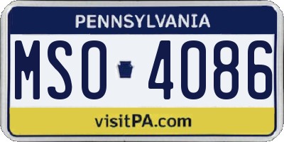 PA license plate MSO4086