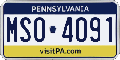 PA license plate MSO4091