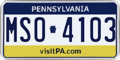 PA license plate MSO4103