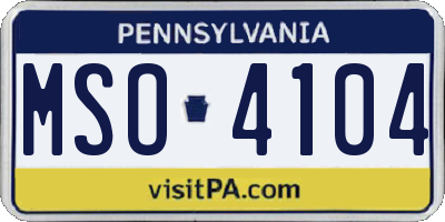 PA license plate MSO4104