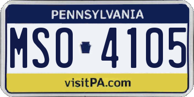 PA license plate MSO4105