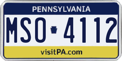 PA license plate MSO4112