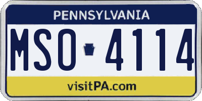 PA license plate MSO4114