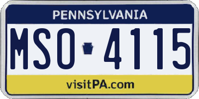 PA license plate MSO4115