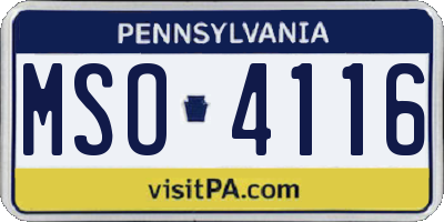 PA license plate MSO4116
