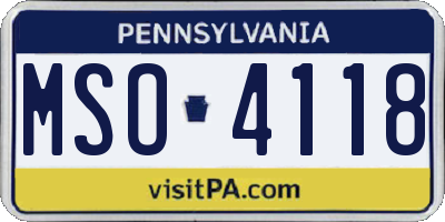 PA license plate MSO4118