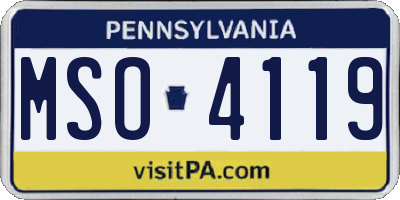 PA license plate MSO4119