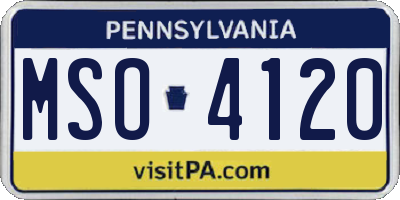 PA license plate MSO4120