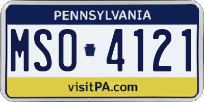 PA license plate MSO4121