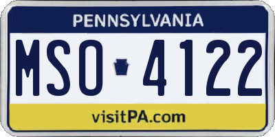 PA license plate MSO4122