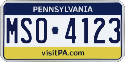 PA license plate MSO4123