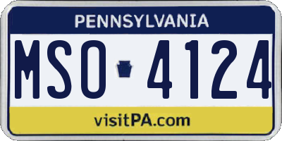 PA license plate MSO4124