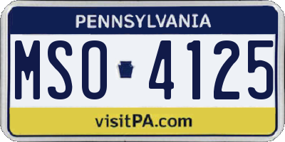 PA license plate MSO4125