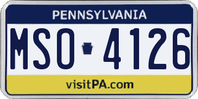 PA license plate MSO4126