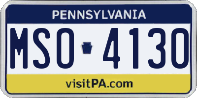 PA license plate MSO4130
