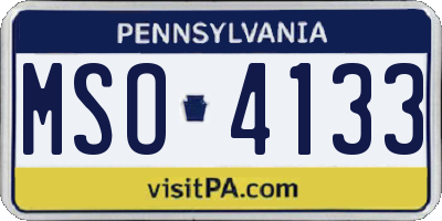 PA license plate MSO4133