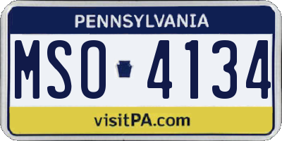 PA license plate MSO4134