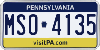 PA license plate MSO4135