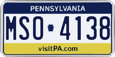 PA license plate MSO4138